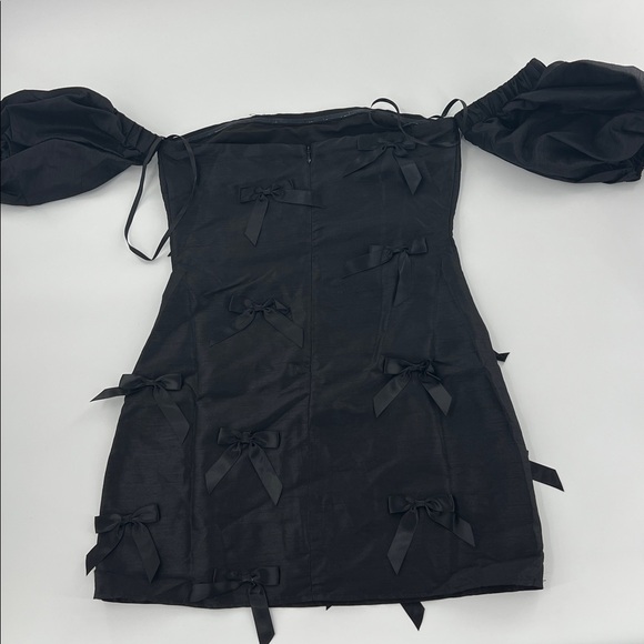 Hutch Black Off-Shoulder Dress whimsigoth bows feminine LBD valentine S NWT - Picture 9 of 10